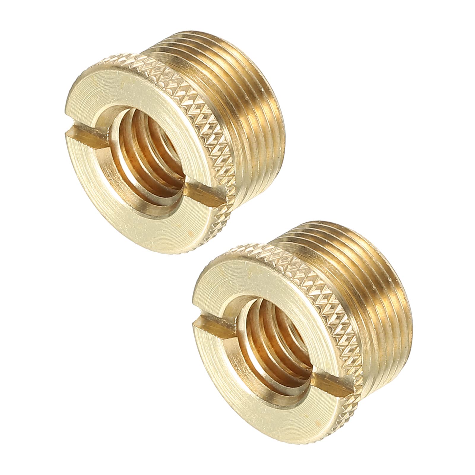 PATIKIL Mic Stand Adapter 3/8 Female to 5/8 Male Brass Mic Screw Adapter for Microphone Tripod Stand Gold 2 Pack