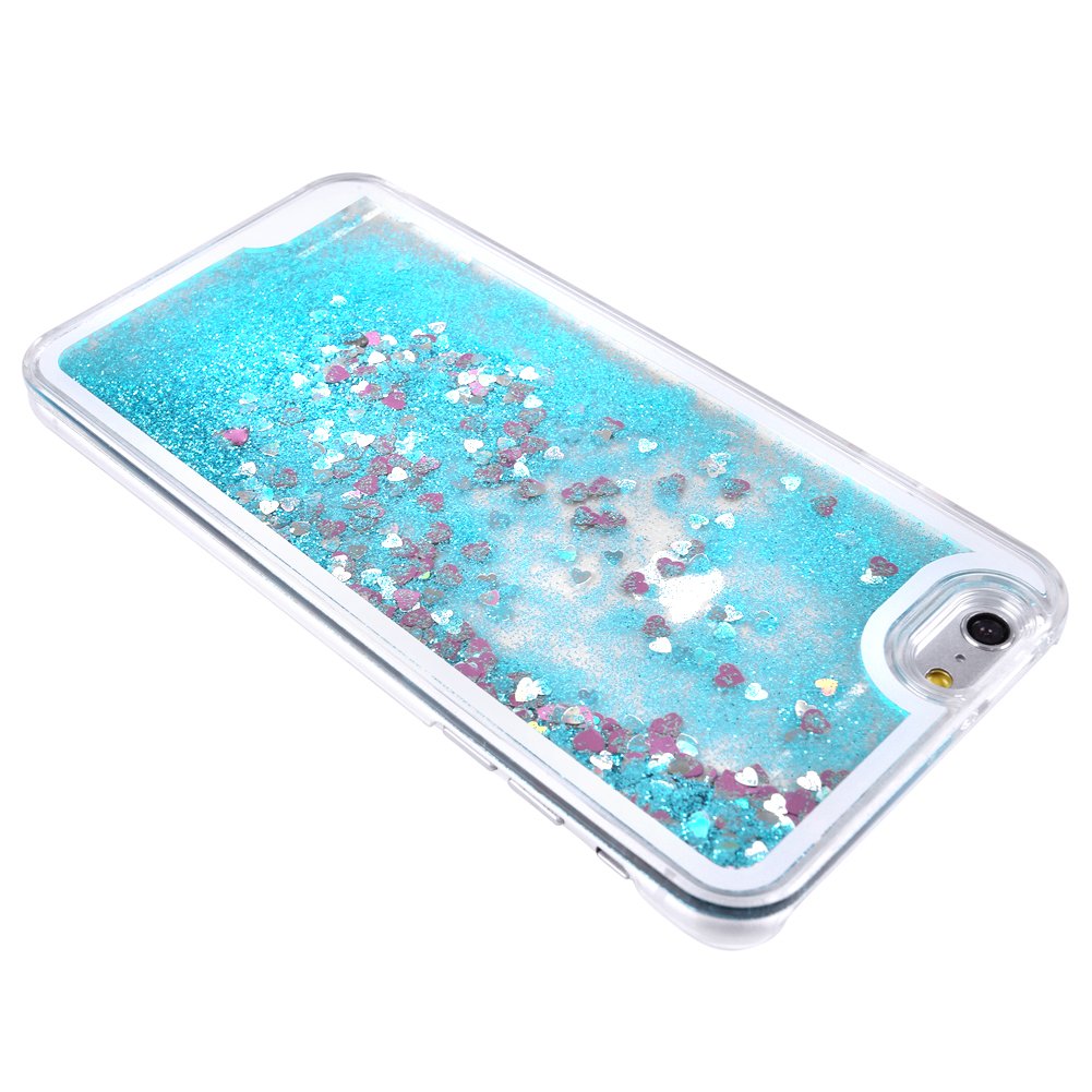 iPhone 6Plus 6sPlus Liquid Case, Yoption Transparent Plastic 3D Glitter Quicksand and Heart Liquid Case for Apple iPhone 6Plus 6sPlus 5.5\