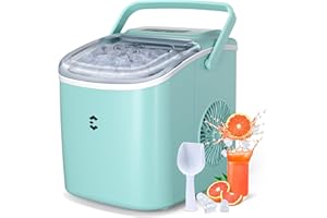 EASYERA Ice Maker Countertop, Portable Ice Machine 9 Cubes in 6 Mins, 26lbs in 24Hrs, 2 Sizes of Bullet Ice Self-Cleaning with Ice Scoop, Bag, and Basket, for Kitchen, Party, RV, Bar-Green