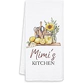 OSLYSOF Mimi's Grandma Kitchen Towels, Mother's Day Birthday Gifts for Mimi Grandma Dish Tea Towels for Kitchen Decor, Grandmother Gifts from Grandkids Decorative Hand Towels, 16x24 Inch