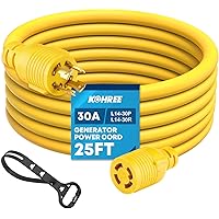 Kohree Nema L14-30 Generator Cord 30 Amp 4 Prong 25FT, Heavy Duty Generator Power Locking Cord for Manual Transfer Switch, El