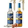 Torani Coffee Syrup Variety Pack - Sugar Free Vanilla and Salted Caramel Syrup for Coffee with 2 Jimoco Syrup Pump Dispenser Compatible with Torani Syrup 25.4 Ounces for Sugar Free Vanilla and Salted Caramel Flavored Coffee
