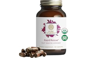 PURE SYNERGY Rapid Rescue | Organic Immune Support Capsules | Herbal Supplement with Echinacea, Elderberry, and Olive Leaf Extracts | for Immediate Immune Support (42 Capsules)