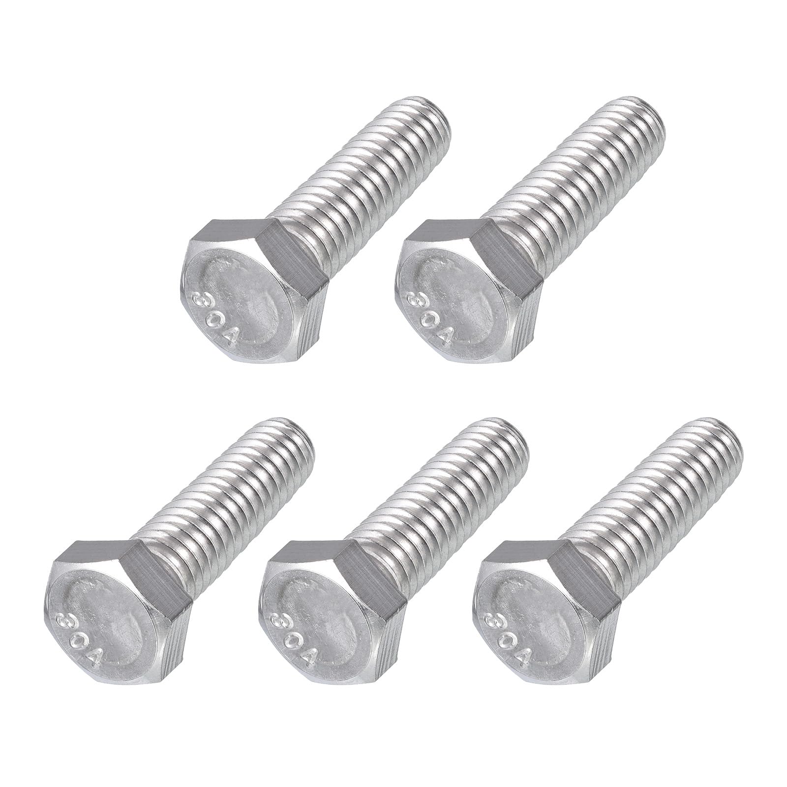 METALLIXITY Hex Head Bolts (3/8-16 x 1-1/4") 5Pcs, 304 Stainless Steel 18-8, Fully Threaded, External Hex Drive, Plain Finish, Hex Head Screw Bolt, Silver โ image 1