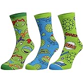 Teenage Mutant Ninja Turtles Men's Turtle Power 3-Pack Adult Mid-Calf Crew Socks Shoe Size 8-12