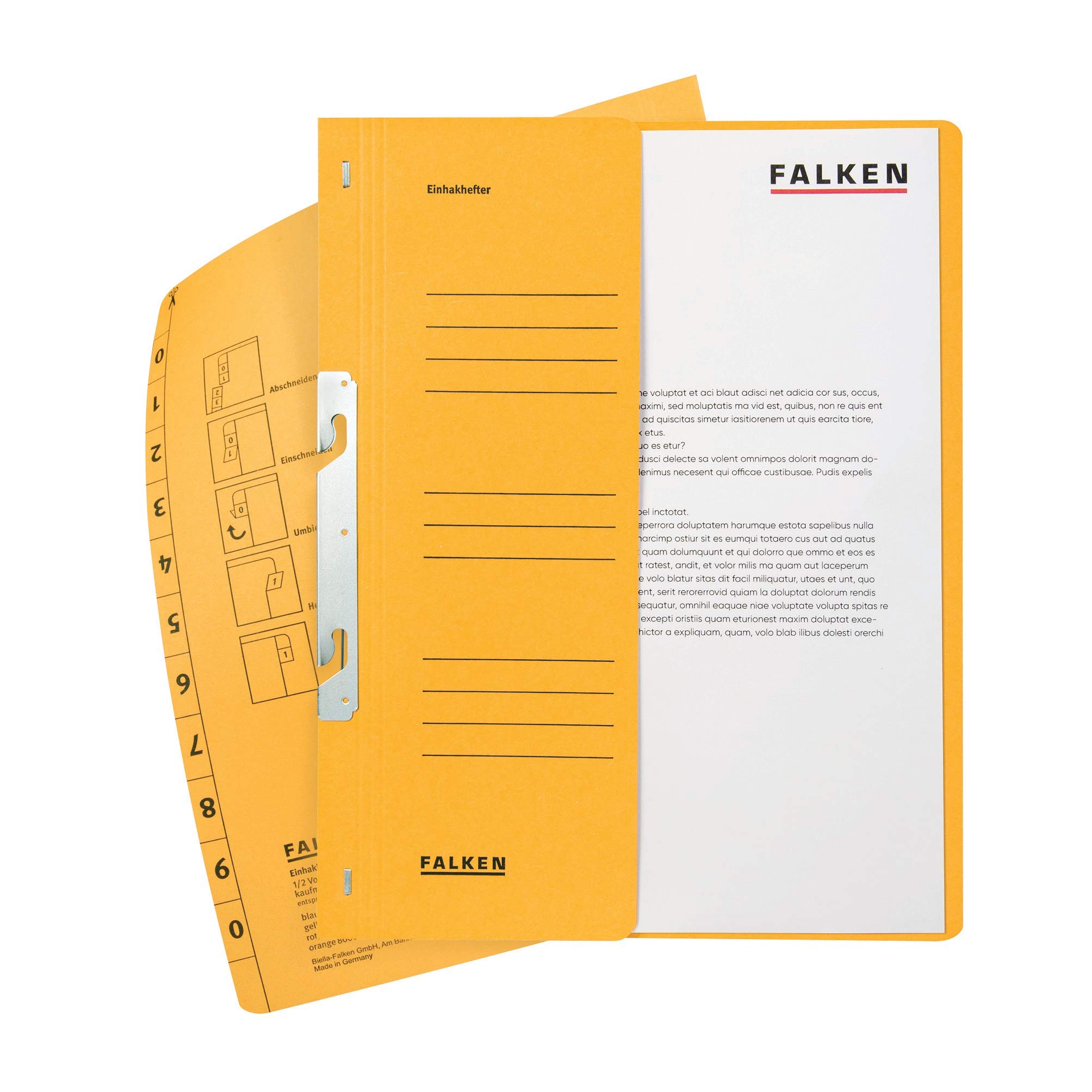 Exacompta - Ref 80000672001F - FALKEN - Hook-In Top-Down Flat Files - A4 (210 x 297mm) in Size, Half Cover for Identification, 250gsm Recycled Manilla - Yellow (Pack of 50)