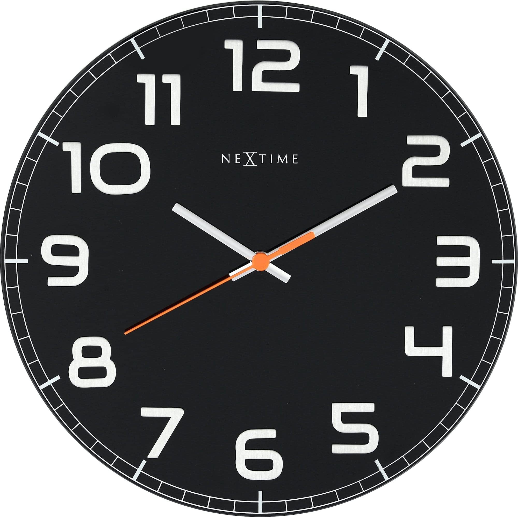 NeXtime wall clock "CLASSY ROUND", very silent, round, made of glass, black, ø 30 cm