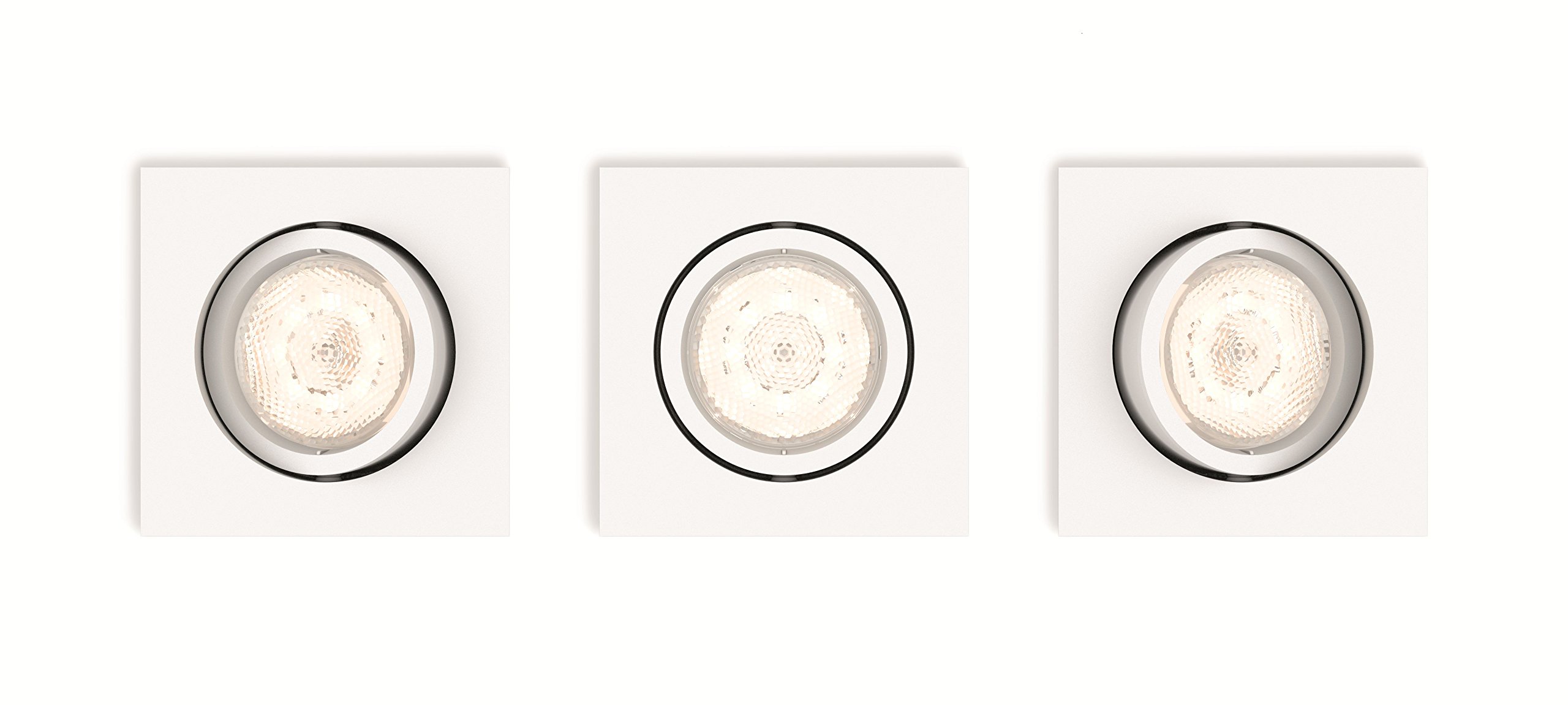 Philips "myLiving" Shellbark Recessed Spot Lights, White, GU10, 4.5 Watts, 3-Piece