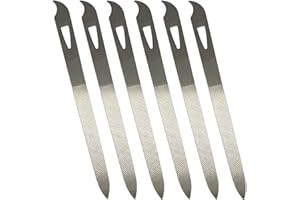 AHATOPIA Nail Files for Natural Nails (6 Pack), Metal Nail File 5.5’’ Stainless Steel Thin Durable Nail Filer with Curved Sharp Pointed Tip Double Sided Manicure Pedicure Toenails Tools