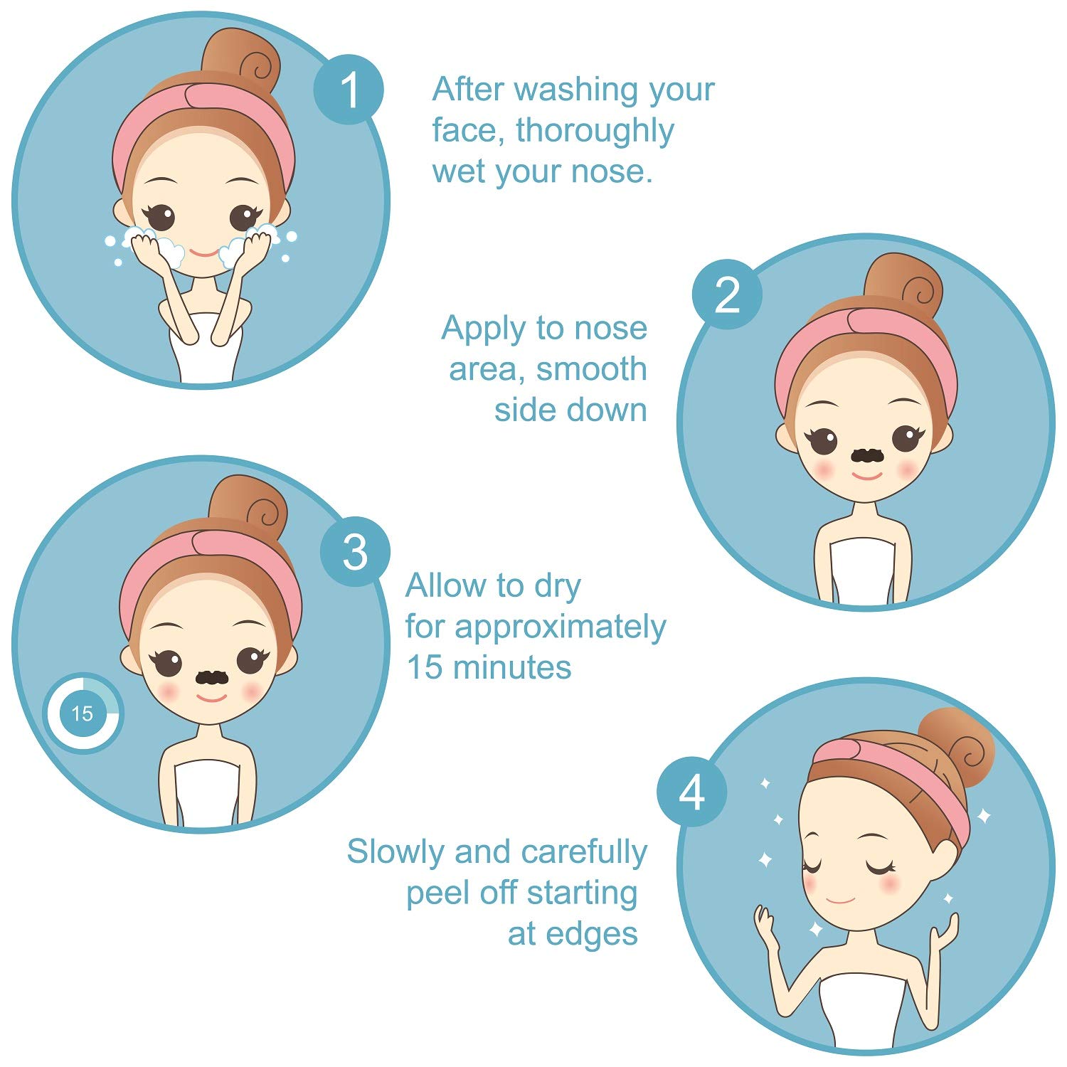 Pore Strips, Charcoal Nose Strips Deep Cleansing Blackhead Remover 24 Strips