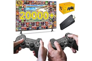 Aotkk Nostalgic Time Machine.Retro Gaming Console 20000+ Games,Game Stick 4k,Video Games with Dual 2.4G Wireless Controllers,Retro Game Stick.Plug & Play Video Gaming.Black64GB