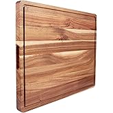 GAOMON Acacia Extra Large Wood Cutting Board, 1.2 Inches Thick Butcher Block, Reversible Wooden Kitchen Block, over Stove Cutting Board, with Side Handles and Juice Grooves, 24 x 18 Inch