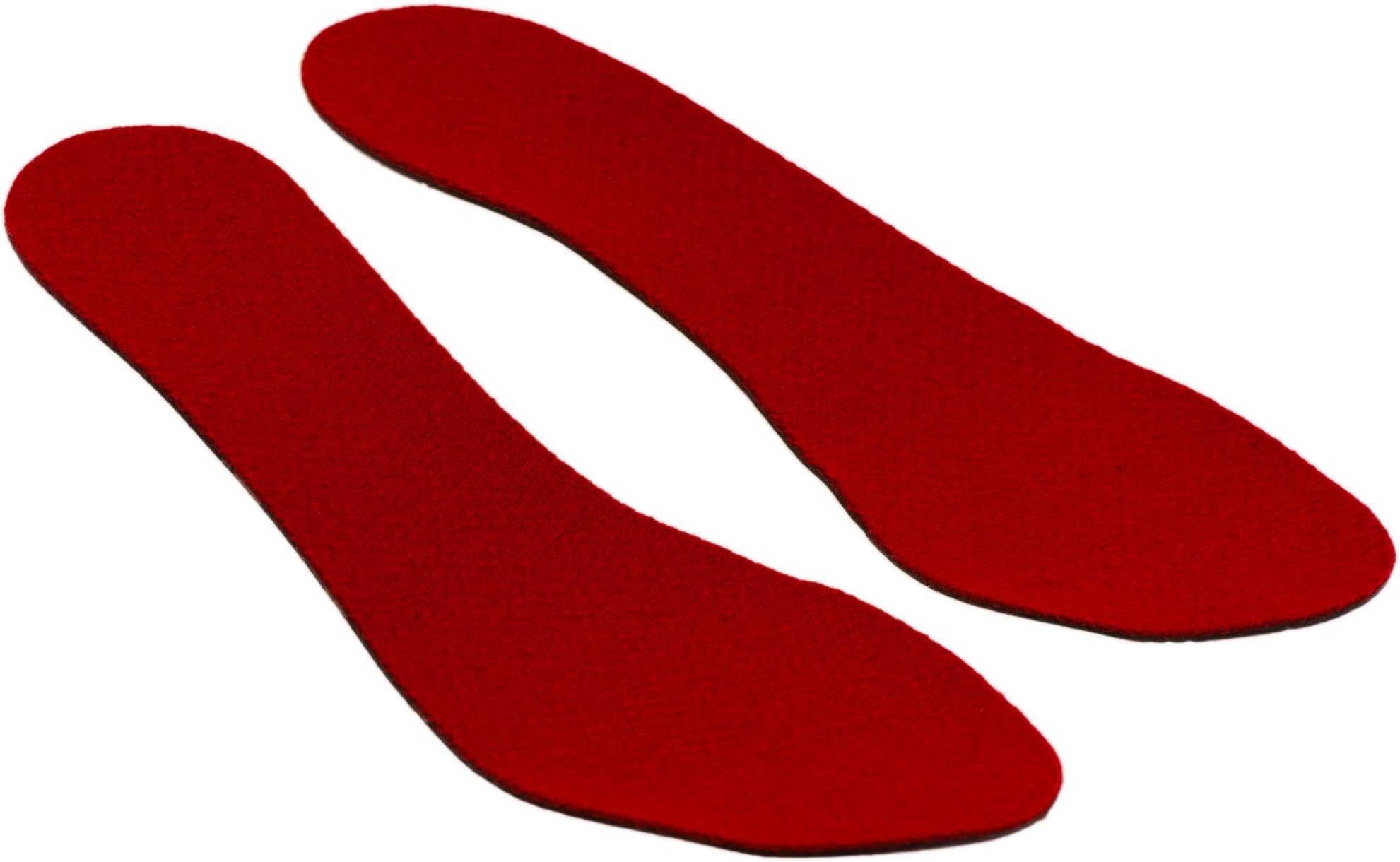 Wool Flat Shoe Insert for Sandals & Sockless Shoes, Comfortable Shoe Insoles with Sweat-Absorbent Natural Fiber & Non-Slip Silicone Grip, Narrow-Cut Shoe Inserts for Women, Red, Size 37 - SoxsolS