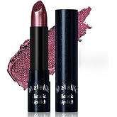 Glitter Wine Red Metallic Lipstick for Women,Long Lasting Shimmer Sparkling Diamond Lipstick Glitter High Pigmented Lip Gloss Metallic Matte Nude Lip Color Stain Waterproof Halloween Lips Makeup-13