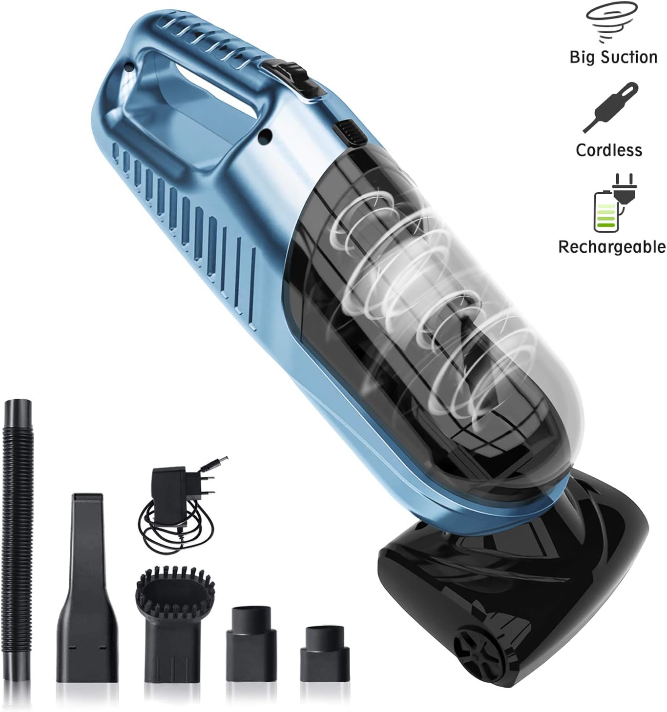 Portable Handheld Vacuum Cleaner Cordless 6000 Pa with electric suction brush & accessoriesfor allergy sufferers and pet owners