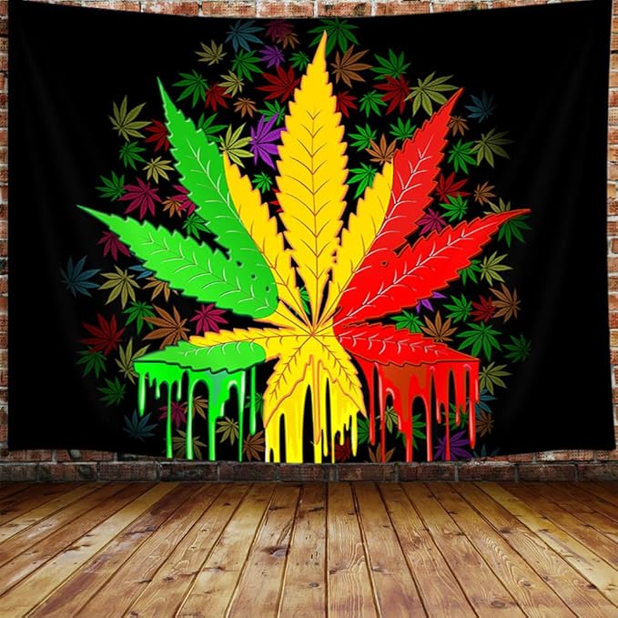 Marijuana Leaf Tapestry, Weed Psychedelic Tapestry Wall Hanging for