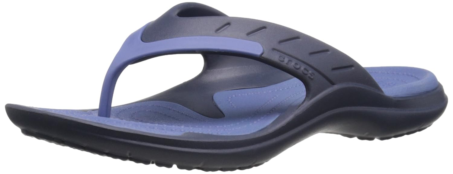 crocs unisex modi sport flip navy and bijou blue flip-flops and house slippers