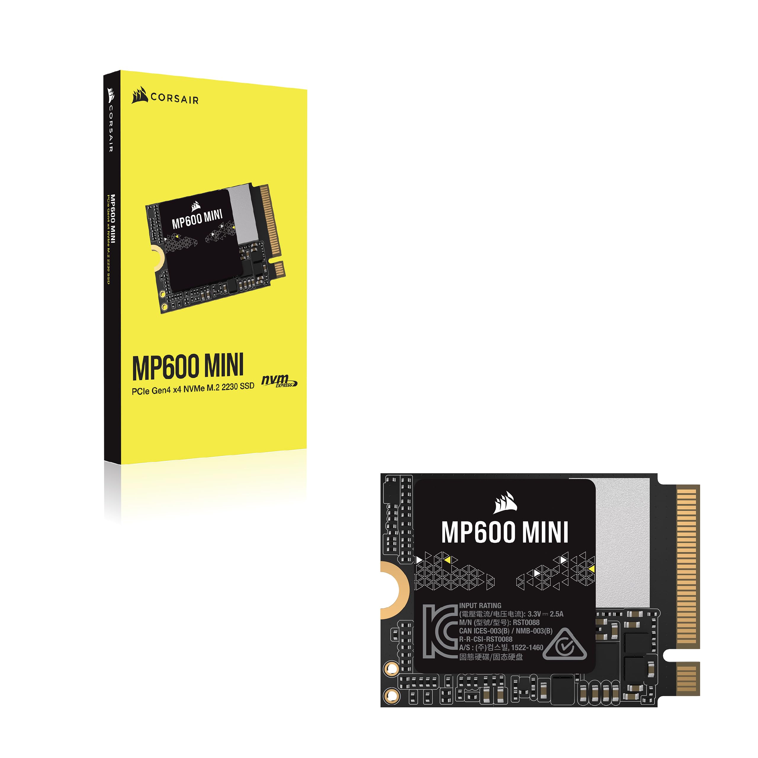 Corsair MP600 MINI 1TB M.2 NVMe PCIe x4 Gen4 2 SSD – M.2 2230 – Up to 7,000MB/sec Sequential Read – High-Density 3D TLC NAND – Great for Steam Deck and Microsoft Surface – Black