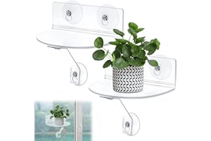 ZUOLUN Clear Acrylic Plant Window Shelf: 2pcs Removable Strong Suction Cup Window Shelves for Plants Indoor, Heavy Duty Window Plant Shelves, Window Sill Extender for Succulent Planters, Seed Plant