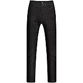 Lars Amadeus Metallic Pants for Men's Straight Leg Party Nightclub Glitter Dress Trouser