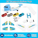 Shayson Transport Cargo Airplane Toy Play Set with 4 Cars and 1 Helicopter view 2