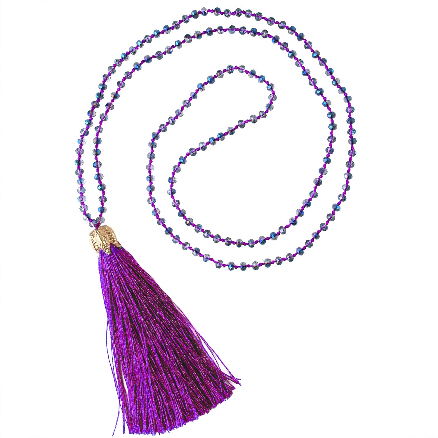 C·QUAN CHI Handmade Crystal Beaded Necklace Women Girls Tassel Pendant Necklace Statement Strand Necklace Gifts Jewelry for Women Gifts for Girls, Crystal, crystal, — image 1