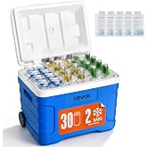 VEVOR Portable Cooler,Hard Cooler with Ice Retention, Heavy-Duty Handles and Strap, Lightweight Rigid Material Insulated Portable Cooler, Suitable for Family Picnics and Short Trips