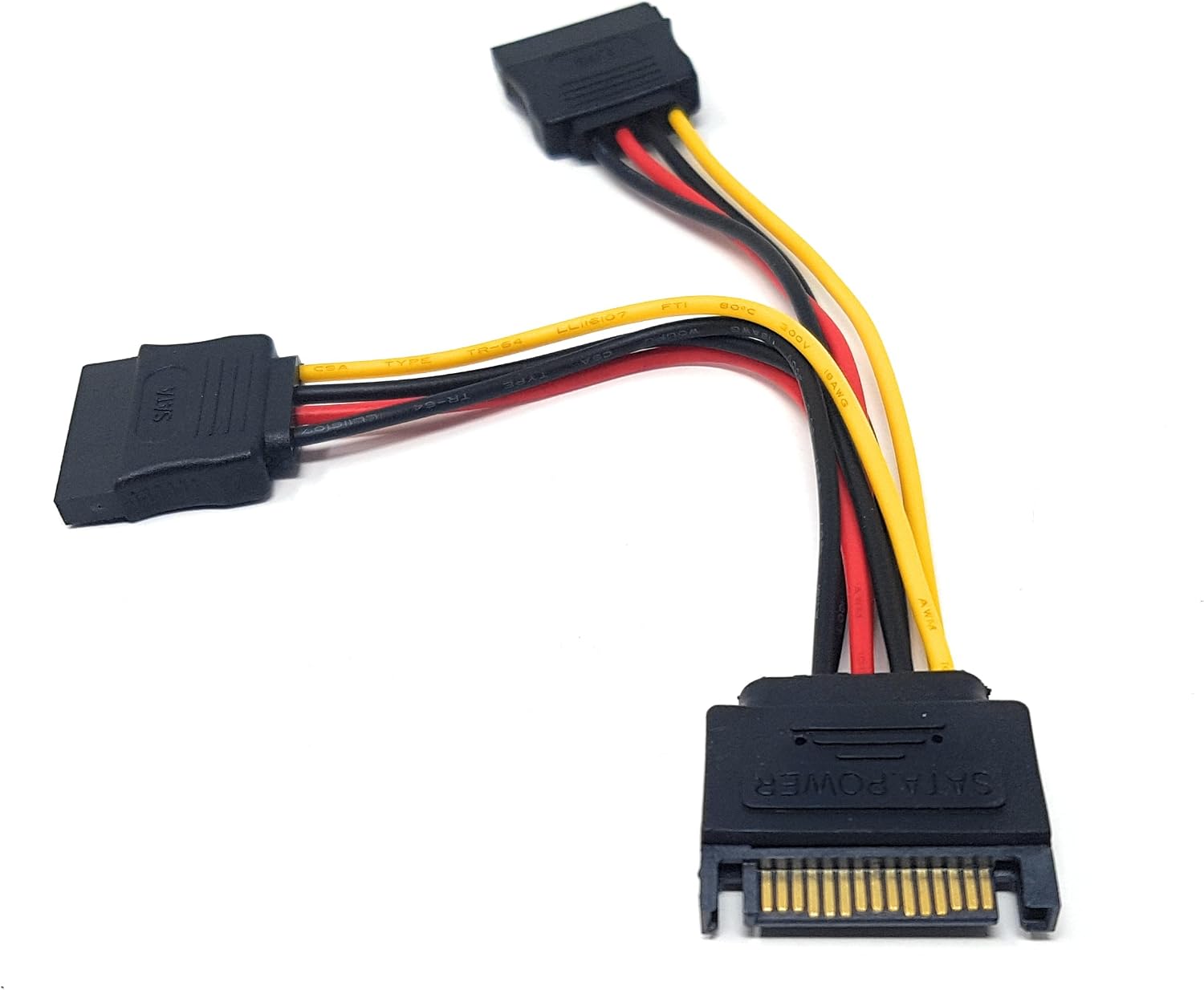 MainCore 15cm Sata Power Splitter Y Cable Adapter Sata Plug to 2x Sata Female Connectors for Connect two hard drives or Sata powered devices form one power source motherboard..etc - Image 3