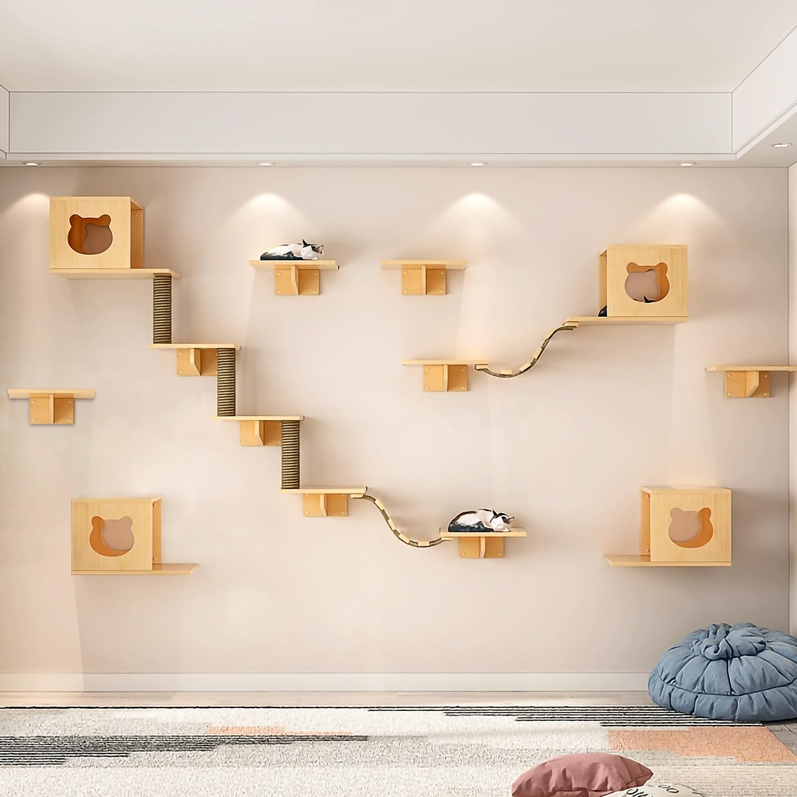 Picture of Cat Wall Shelves and Furniture Set with Condos, Perches, Bridge Ladders ...