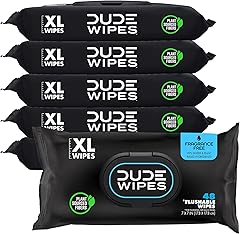 DUDE Wipes - Flushable Wipes - 6 Pack, 288 Wipes - Unscented Extra-Large Adult Wet Wipes - Vitamin-E & Aloe - Septic and Sewe