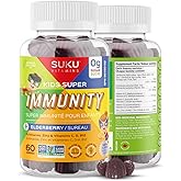 Suku Vitamins - Kids Super Immunity Gummy, Easy to Chew Immune Support Gummies with Elderberry, Echinacea, Vitamin C and Zinc