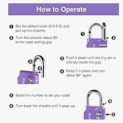 Puroma 1 Pack Combination Lock for Locker 4 Digit