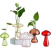Glasseam Mushroom Glass Planter, Set of 5 Colored Plant Propagation Station, Mini Terrarium for Plants, Unique Small Glass Vase for Flowers, Cute Hydroponic Indoor Planters Gifts for Women Room Decor