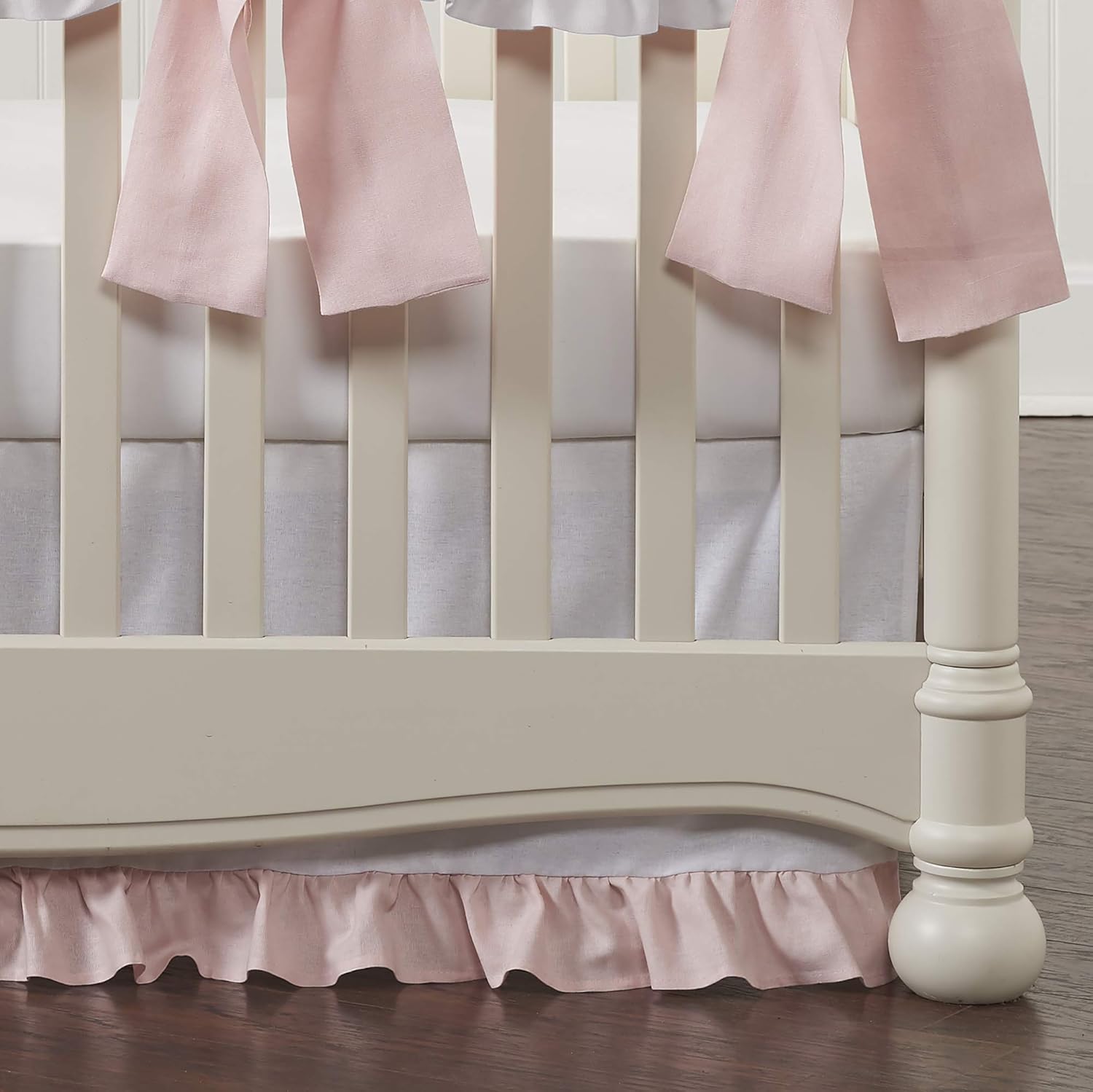white linen crib skirt