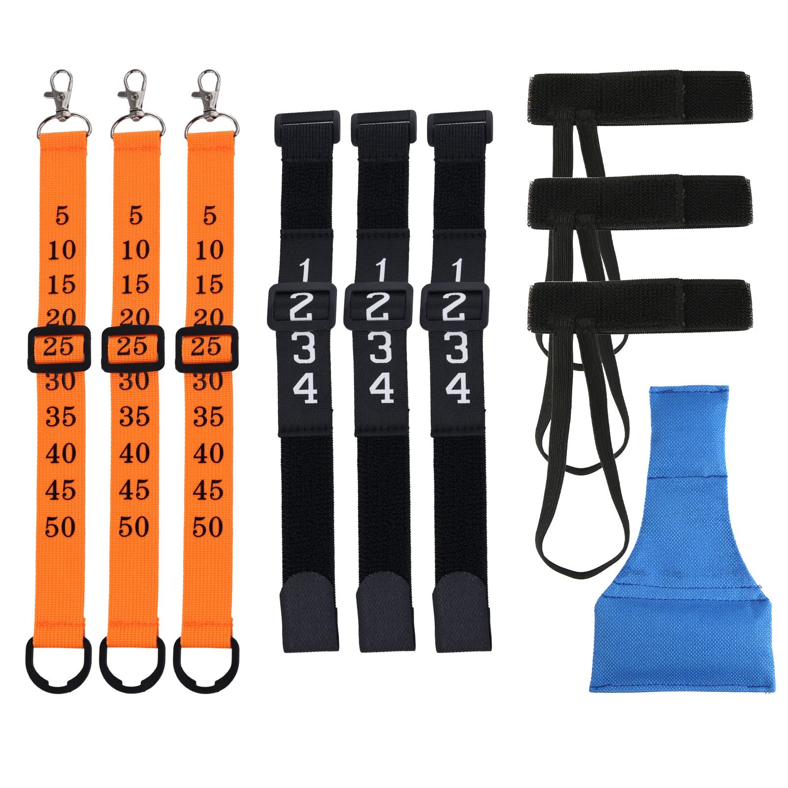 Photo 1 of 10pcs Football Referee Gear Accessories Set, Football Yard Marker Including 3 Football Officials Chain Clip, 3 Wrist Down Indicator, 3 Football Wristband & 1 Referee Bean Bag for Sports Events