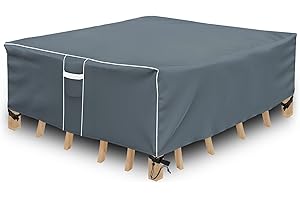 GASADAR Square Patio Furniture Covers, Waterproof Outdoor Furniture Cover, 500D Heavy Duty, All Weather Protection Patio Covers for Outdoor Dining Table Set, 98" L x 98" W x 29" H -Grey