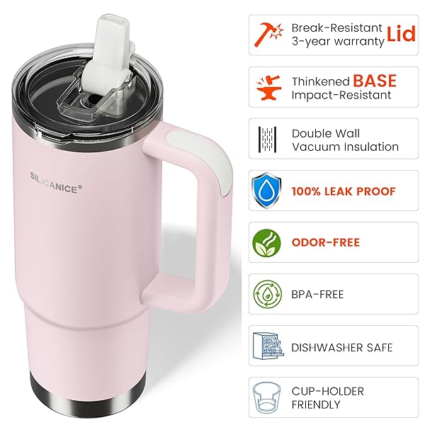 SILICANICE FOR TRAVEL & GYM – NEVER DRINK FROM A MOLDY LID AGAIN: 30OZ HYGIENIC TUMBLER, 100% LEAKPROOF LID & REMOVABLE FOLDABLE SPOUT. REINFORCED BASE, FITS CUP HOLDERS- PINK SAND