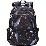 Boys Backpacks for Kids Elementary School Bags Kindergarten High Middle School Bookbag with Abstract Geometric Prints Red