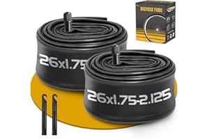 2 Pack 26 Inch Bike Tube, 26" Bicycle Tube for 26 x 1.75/1.9/1.95/2.0/2.1/2.125 Bike Tire, Butyl Rubber Inner Tube with 2 Tir