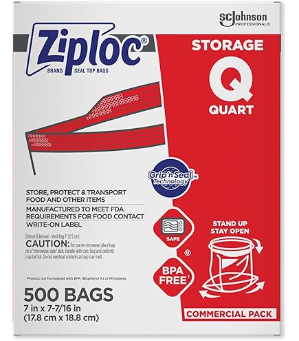 Amazon.com: Ziploc 696187 Double Zipper Freezer Bags, 1Qt, 2.7Mil