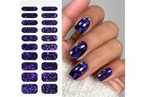 JMEOWIO Gel Nail Stickers Dark Purple Semi Cured Gel Nail Strips Wraps UV/LED Nails Art Design Decoration Accessories
