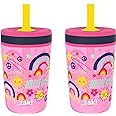 Zak Designs Kelso 15 oz Tumbler Set, (Starpower) Leak-Proof Screw-On Lid with Straw Made of Durable Plastic and Silicone, Perfect Cup Bundle for Kids (2pc Set)