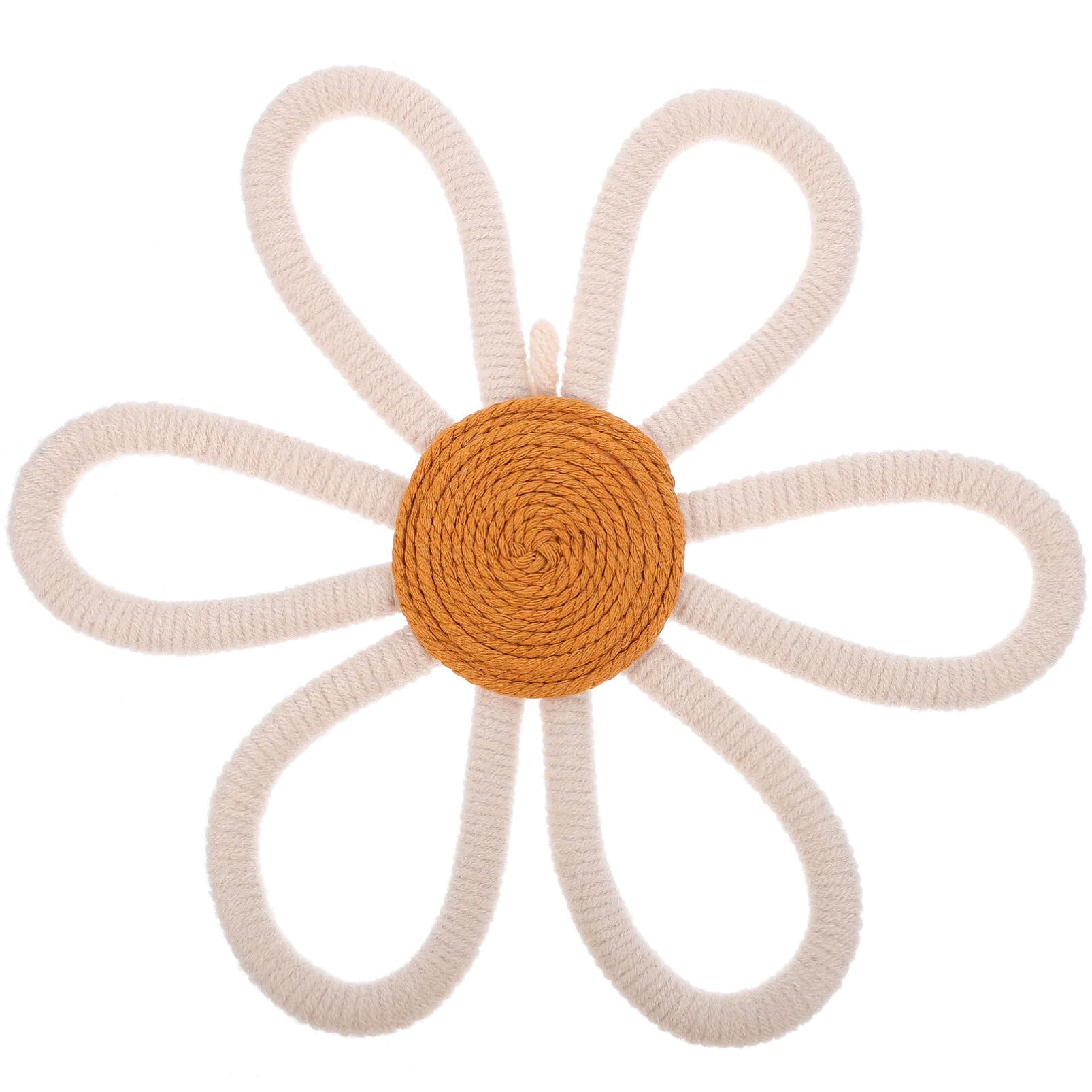 Toyvian Bohemian Daisy Woven Flower Wall Decor for Nursery Girl Kids Bedroom Floral Macrame Hanging Art 7.87X6.50X0.31In