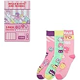 Bioworld Hello Kitty & Friends Character Art Adult 3-Pair Casual Crew Socks Box Set