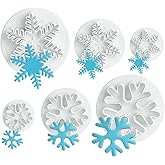 ilauke 6PCS Snowflake Cookie Cutters Decorating Fondant Embossing Tool Christmas Cookie Cutters Snowflake Plunger Cake Cutter