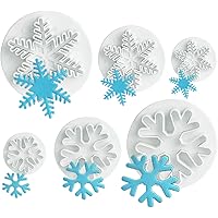 ilauke 6PCS Snowflake Cookie Cutters Decorating Fondant Embossing Tool Christmas Cookie Cutters Snowflake Plunger Cake Cutter