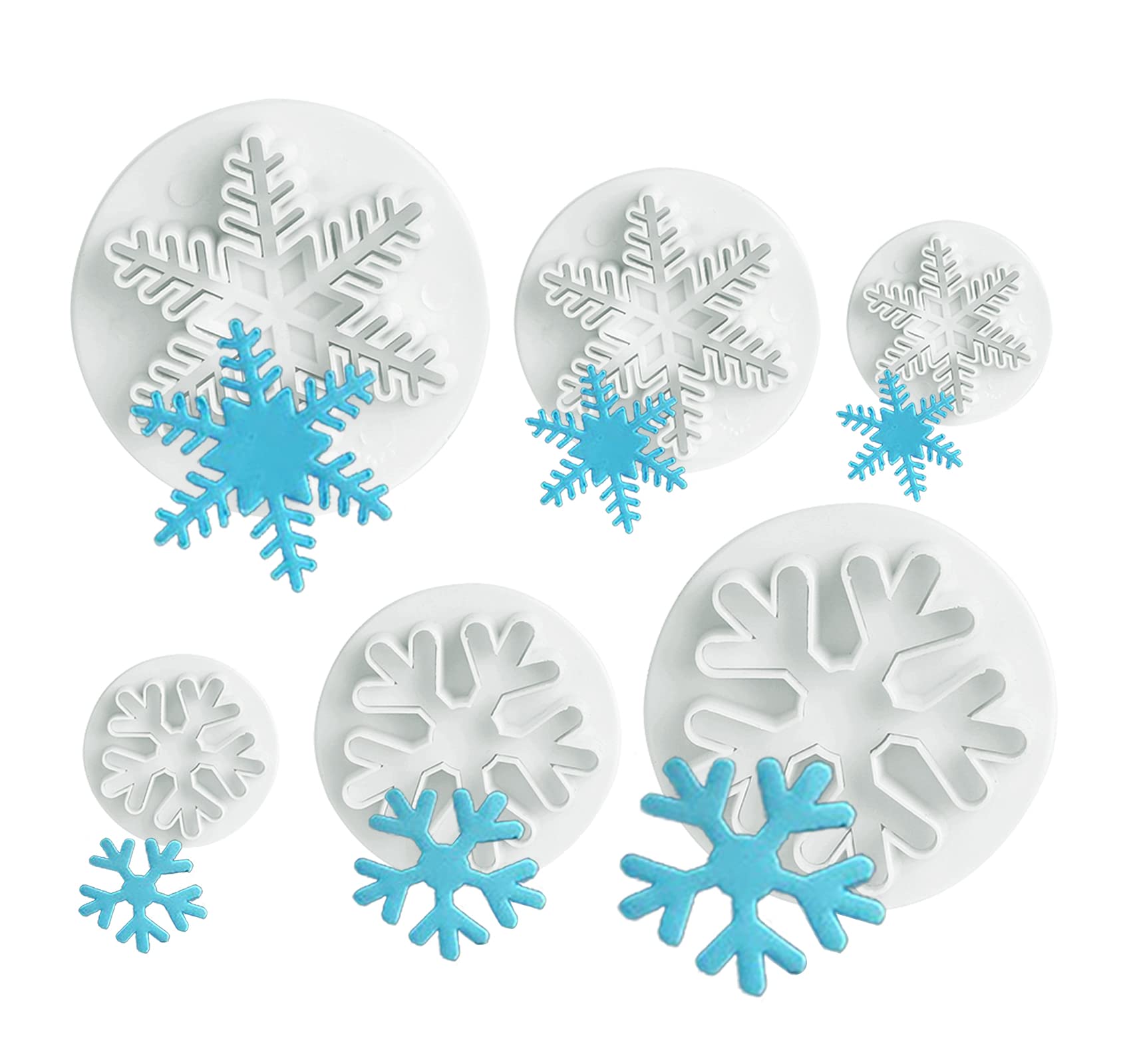 ilauke 6Pcs Snowflake Cookie Cutter Fondant Cake Decorating Plunger Sugarcraft Cutter Mold Tools