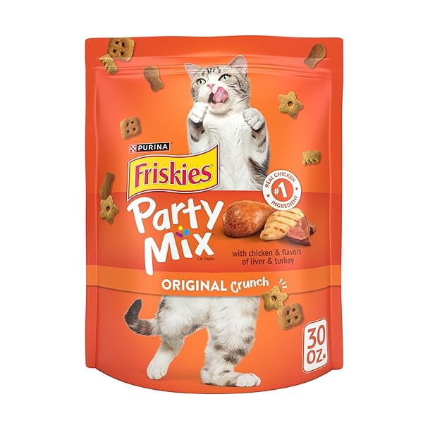 PURINA FRISKIES CAT TREATS, PARTY MIX ORIGINAL CRUNCH – 30 OZ. POUCH