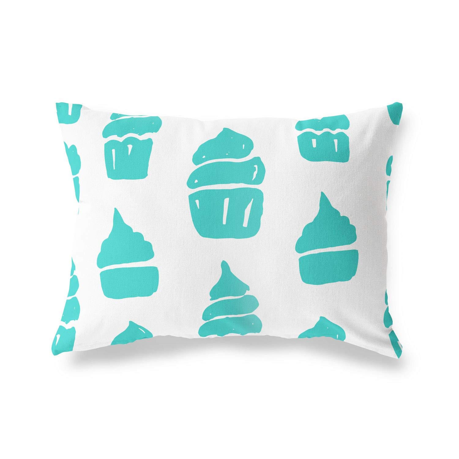 BonaMaison Decorative Cushion Cover, Turquoise-White Throw Pillow Covers, Home Decorative Pillowcases for Livingroom, Sofa, Bedroom, Size: 45X60 Cm - Designed and Manufactured in Turkey