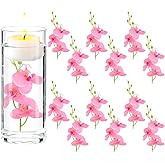 LARDUX ARDUX (12 Pieces) Artificial Flowers for Floating Candles Mini Artificial Orchid Flower Vase Fillers for Wedding Dinning Table Party Home Bar Restaurant Decoration (Pink)